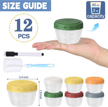 6pcs 10 oz Small Plastic Containers with Lids, Salad Dressing Container Reusable Small Food Storage Containers for Meal Prep, Leakproof, Microwave Dishwasher Freezer Safe, BPA-Free