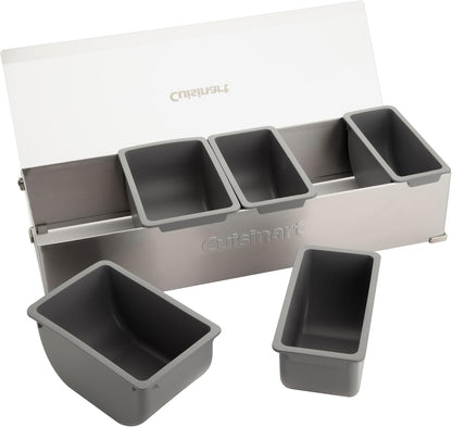 Cuisinart Condiment & Topping Station, 5 Dishwasher Safe Containers for Toppings & Condiments, Versatile Fresh Food Prep Station with Clear Lid, Perfect for BBQs, Burgers, Tacos, Pizza & Omelets