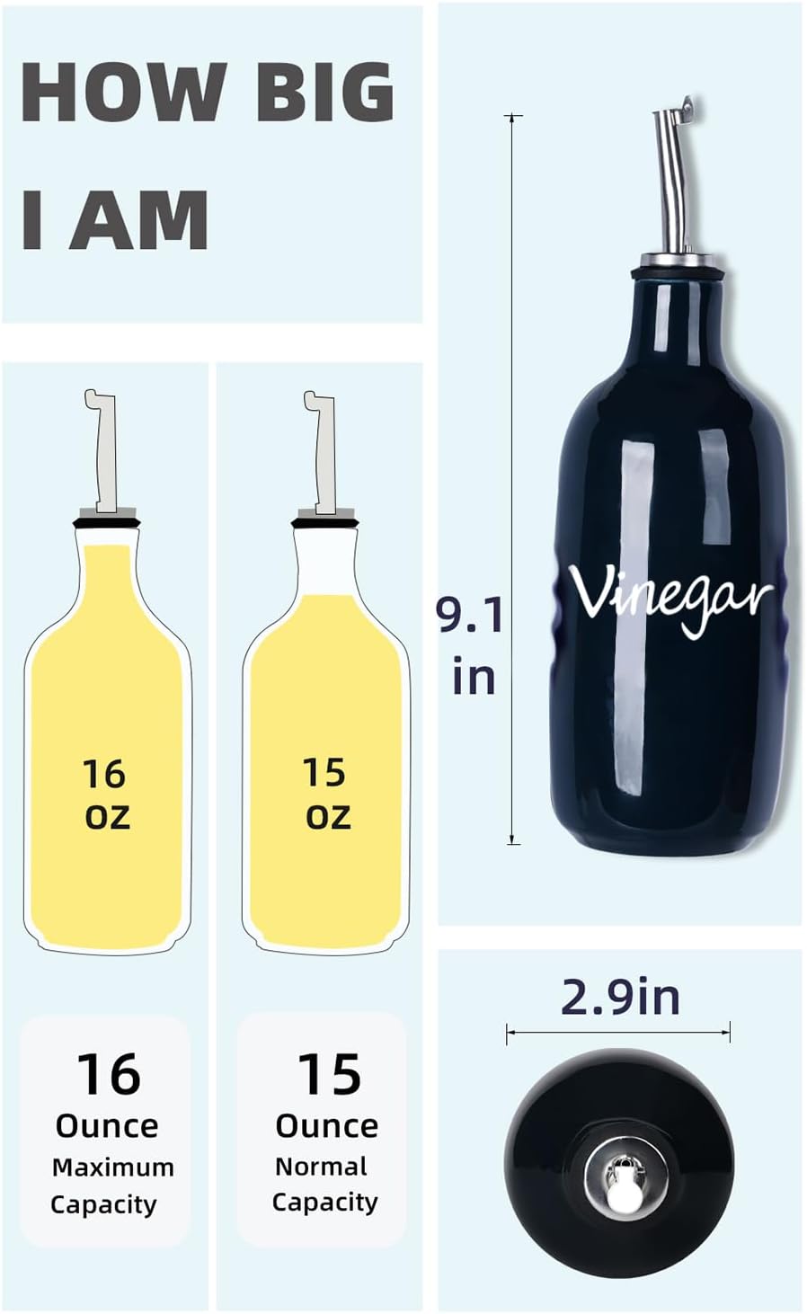 Farmhouse Ceramic Oil and Vinegar Dispenser Bottle Set (White)