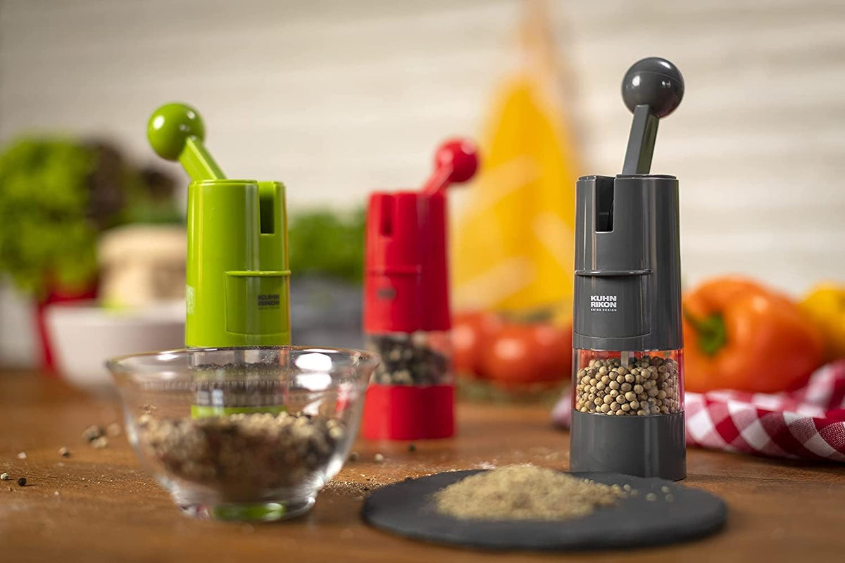 Kuhn Rikon Adjustable Ratchet Grinder with Ceramic Mechanism for Salt, Pepper and Spices, 8.5 x 2.25 inches, Black