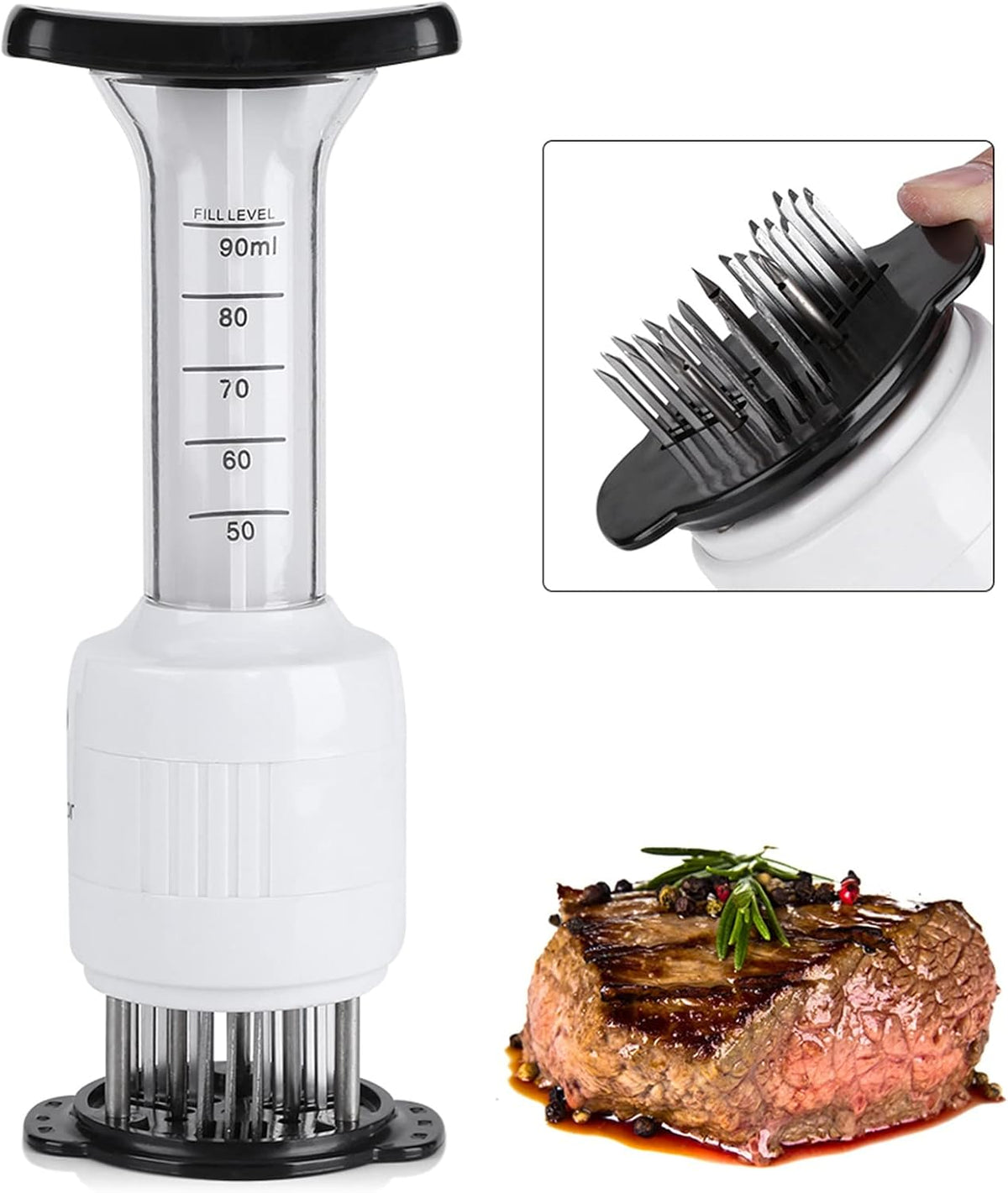 Dioche Meat Marinade Needle Injector, 30 and Tenderizer Injector, Steaks Flavor Syringe Cook Kitchen Tool, for BBQ, Turkey, Fish, Brisket, Pork and Chicken
