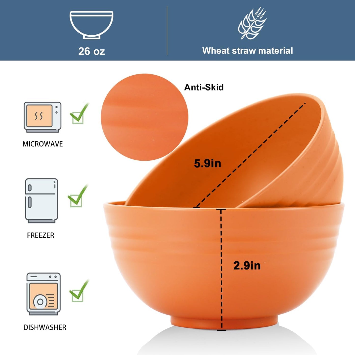 Wheat Straw Bowl Sets,8 PCS Unbreakable Cereal Bowl 26 OZ,Microwave and Dishwasher Safe Bowls,Bowl Sets for Camping and Picnic BPA Free Colorful Salad Bowls for Serving Soup,Oatmeal and Fruit Etc…