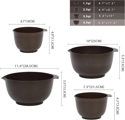 BoxedHome 4.5 Quart Large Plastic Mixing Bowls, Microwave Safe Mixing Bowl Set with Pour Spout, Nesting Bowls for Space Saving Storage(Violet Blue)