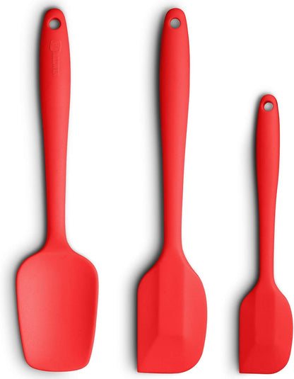 Silicone Spatula 3-piece Set, Ergonomic Handle High Heat-Resistant Spatulas, Non-stick Rubber Spatulas with Stainless Steel Core, Black