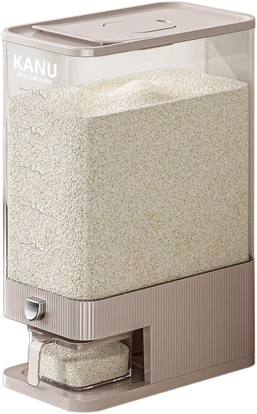 Rice Dispenser 22 Lbs,Sealed Rice Storage Container with Measuring Cup Moisture Proof,Large Cereal Dispenser Dry Food Storage Container Bins for Grains,Flour,Corn,Pet Food