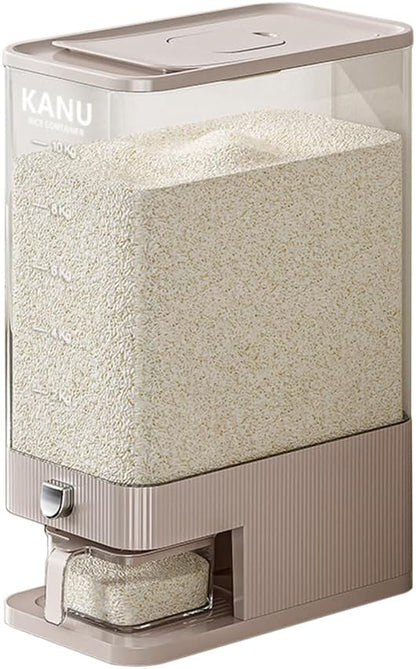 Rice Dispenser 22 Lbs,Sealed Rice Storage Container with Measuring Cup Moisture Proof,Large Cereal Dispenser Dry Food Storage Container Bins for Grains,Flour,Corn,Pet Food