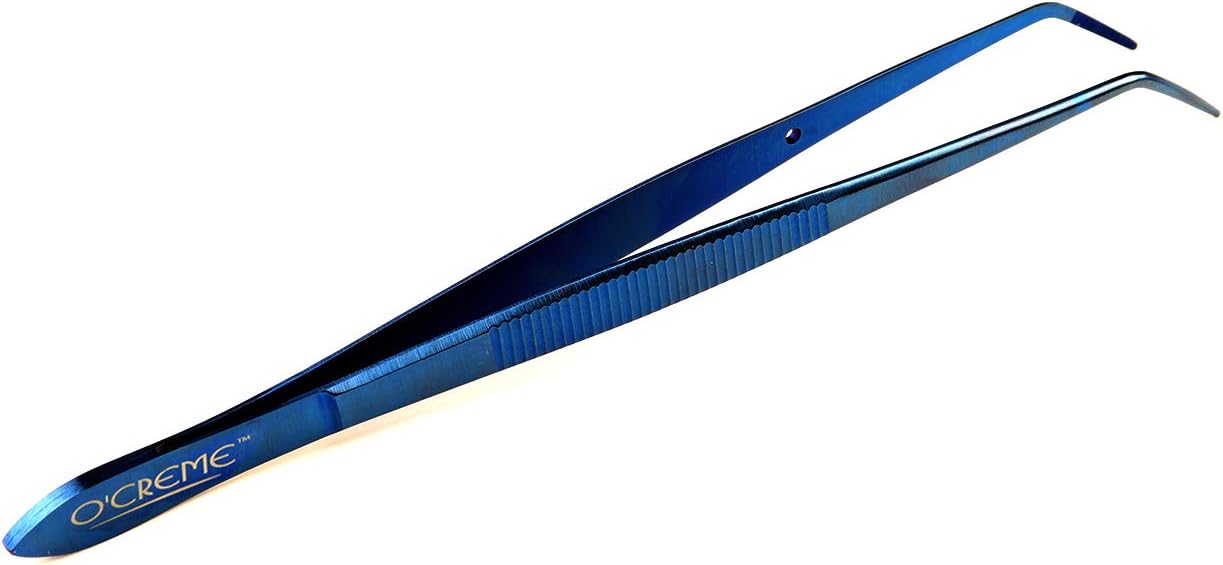 O'Creme Stainless Steel Precision Kitchen Tweezer Tongs 6.25" with Fine Tip (Purple)