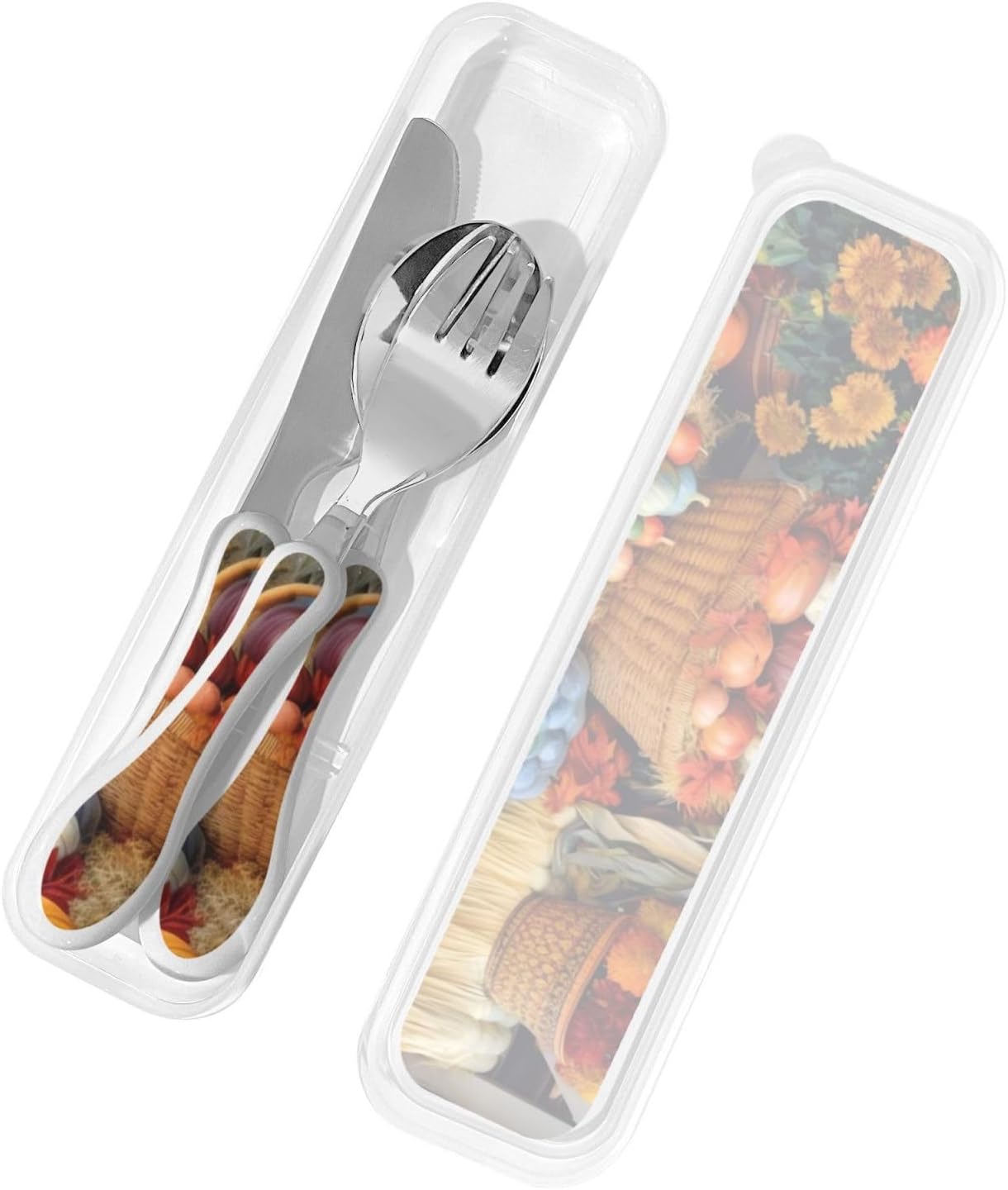 3-Piece Kids Silverware Set With Storage Case, Stainless Steel Reusable Children Safe Knife Spoon Fork Set Blue Active Girl Running Sunset Children Flatware Set For Kids Lunch Box - Colors A