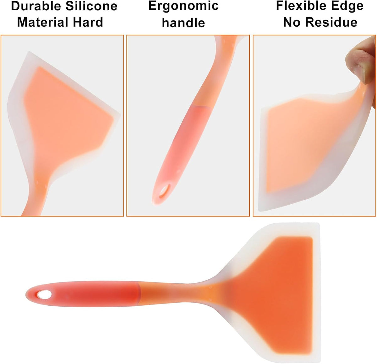 Hitefu 2 Pcs Silicone Spatula Turner, Green & Pink