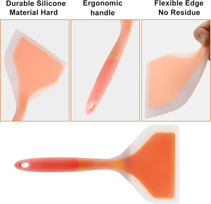 Hitefu 2 Pcs Silicone Spatula Turner, Green & Pink
