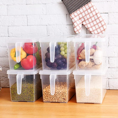 Sooyee Fridge Organizer, 4 Pack Refrigerator Organizer Bins, Clear with Handle & Lid, Fruit Containers for Fridge, Fridge Storage to Keep Fresh for Food, Vegetables, 5L
