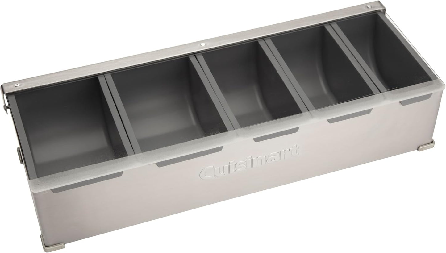 Cuisinart Condiment & Topping Station, 5 Dishwasher Safe Containers for Toppings & Condiments, Versatile Fresh Food Prep Station with Clear Lid, Perfect for BBQs, Burgers, Tacos, Pizza & Omelets