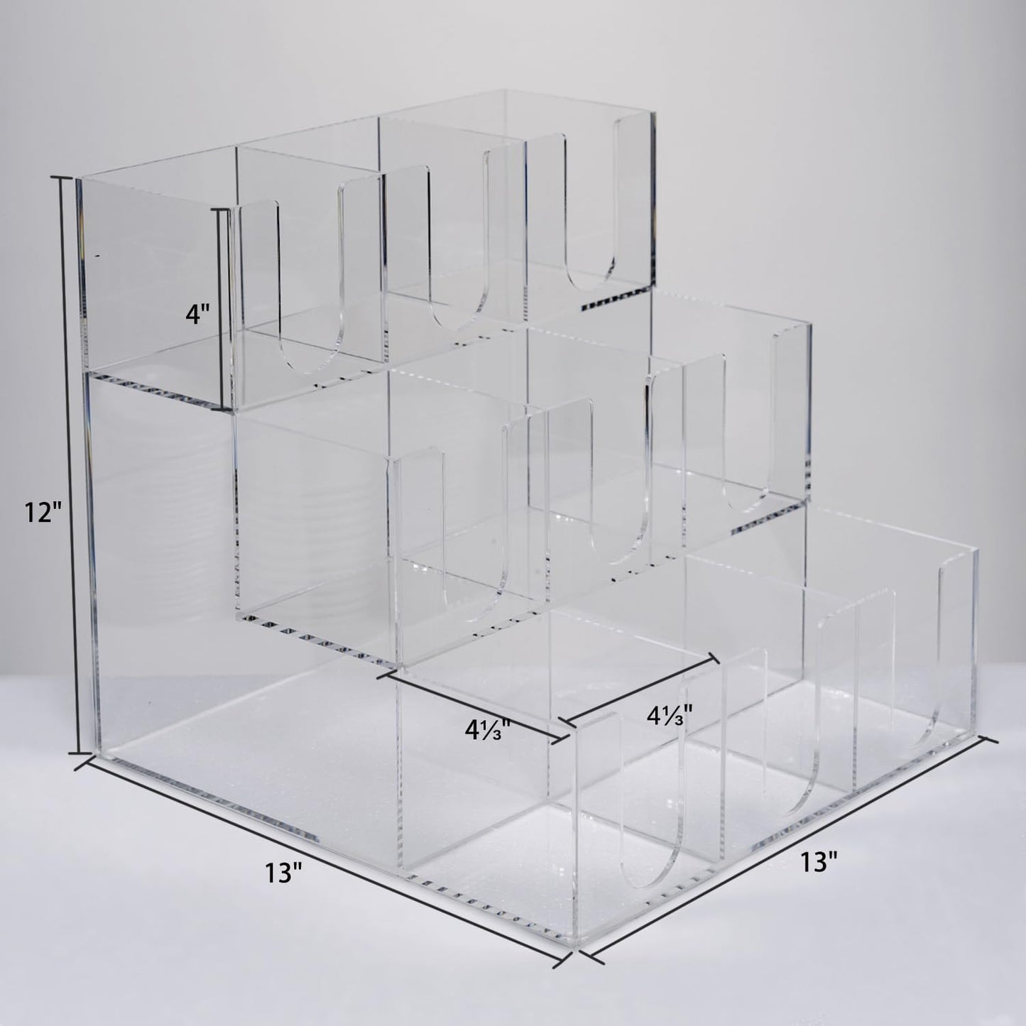 CiaoHER Acrylic Coffee Cup and Lid Dispenser, Clear | 9 Compartments, Counter Top, Organizes Disposable Cups, For Home or Office Use
