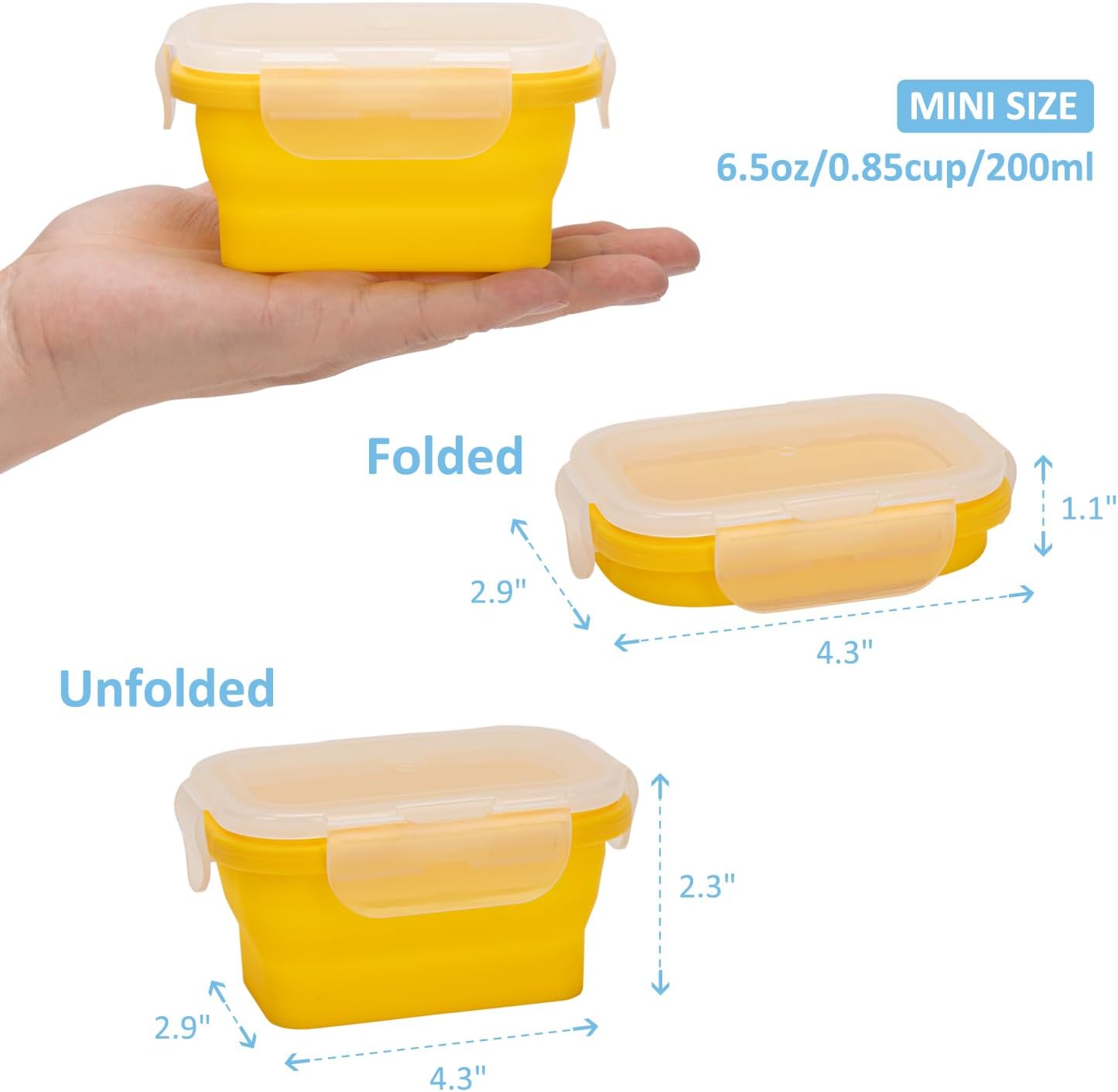 Collapsible Food Storage Containers with Lids, 4 Pack, 40 oz Silicone 1-Compartment Meal Prep Containers Reusable, Lunch Bento Boxes for Adults, Microwave Freezer Dishwasher Safe, BPA-Free, Black
