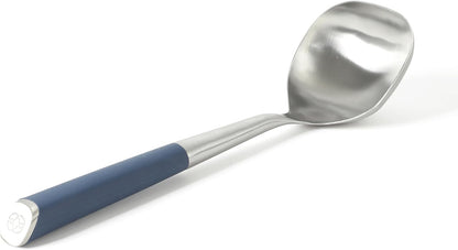 Calphalon Edge Soup Ladle, Stainless Steel Soup Ladle, Serving Ladle with Silicone Handle, Heat-Resistant Nonstick-Safe Kitchen Ladle for Soups, Sauces & Stews, Taupe