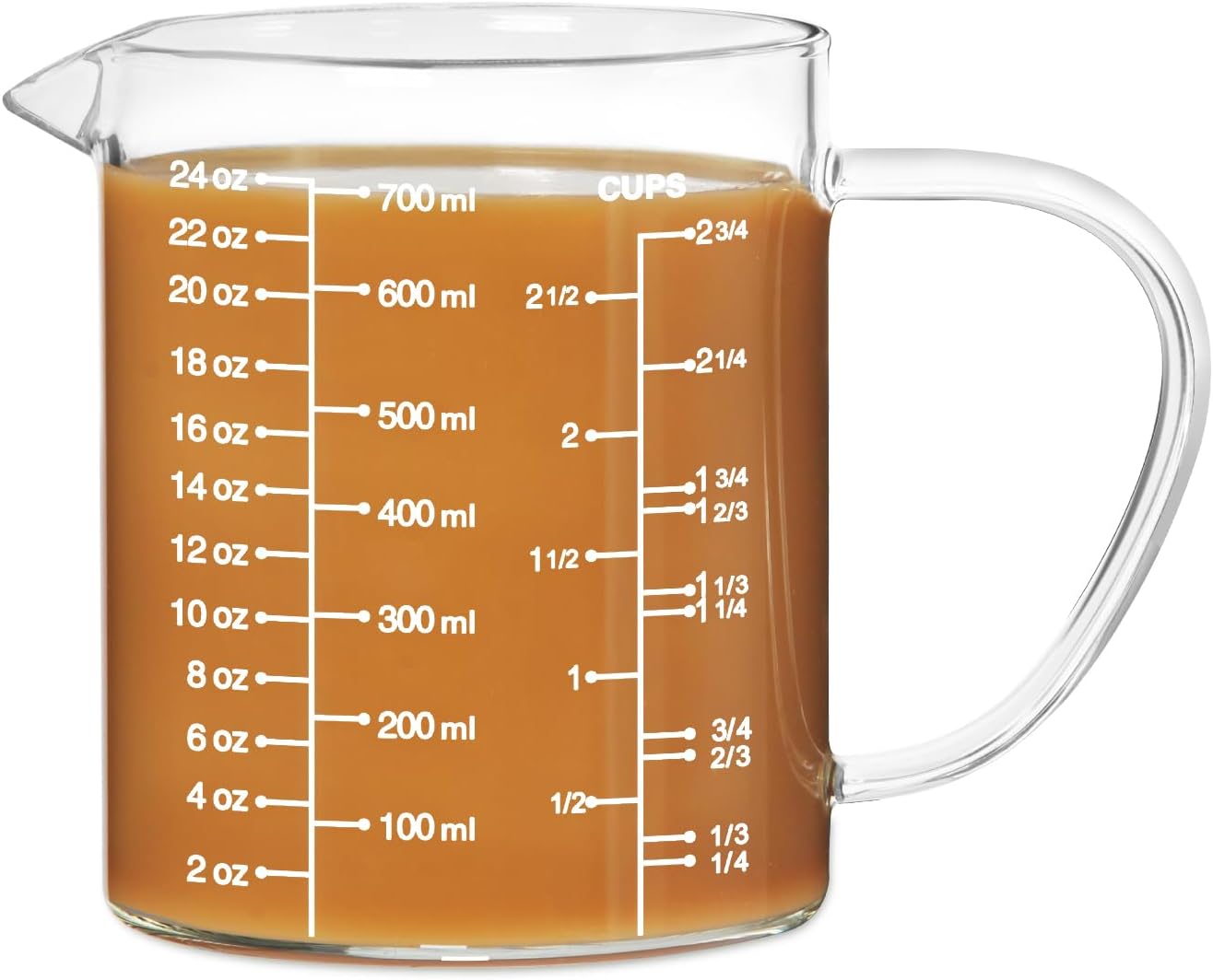 77L 3 Pack Glass Measuring Cup Set (1 1/4, 2 & 4 Cup) [Insulated handle, V-Shaped Spout], High Borosilicate Liquid Glass Measure Cup for Kitchen, Easy To Read, Dishwasher, Freezer, and Microwave Safe