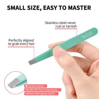 TsMADDTs Eyebrow Tweezers Set and Curved Scissor, Professional Stainless Steel Tweezers for Women and Men, Splinter and Ingrown Hair Removal