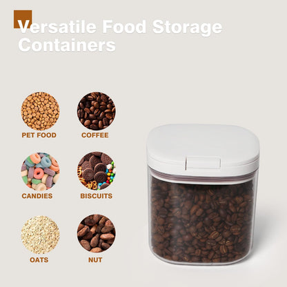 LivLab Mker Cereal Containers with Pop Lid - 1.0L/1.0 Qt Food Storage Dispenser Grain Bin for Candy, Grain, Rice and Snacks, Household for Kitchen Pantry Organization, White