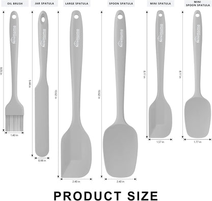 NileHome Silicone Spatula Set, 6 Pieces Food Grade Kitchen Utensils with Silicone Brush Heat Resistant Up to 600°F Dishwasher Safe BPA-Free Rubber Spatula for Scraping, Baking, Cooking, Mixing-Black