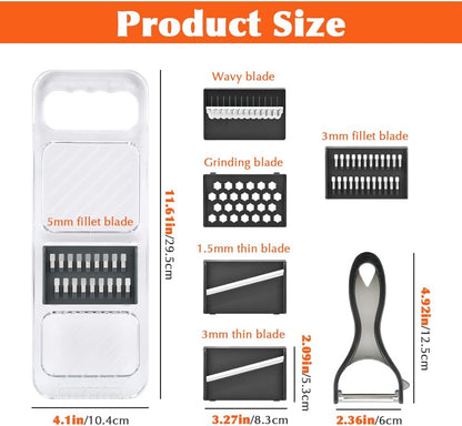 Mandoline Slicer for Kitchen, 6-in-1 Vegetable Chopper with Safe Hand Guard Easy-Clean Design & Compact Storage for Salad Prep, Chips, Fruits & Daily Cooking(COLOR:grey)
