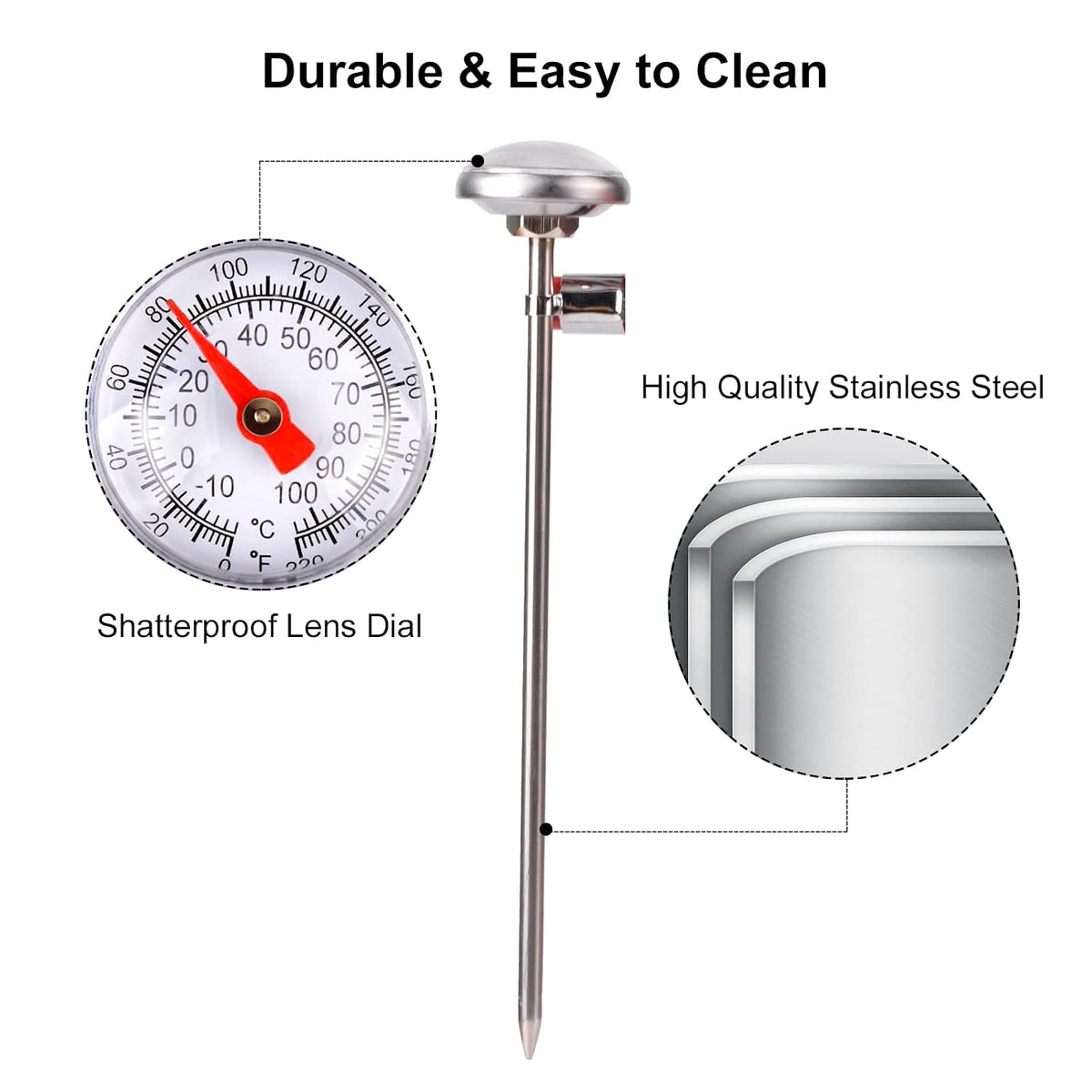 Meat Thermometer for Grilling, Food Thermometer for Cooking, Milk, Meat Thermometers for Grilling Cooking, Kitchen Instant Read Thermometer, Pocket Thermometers Food Temperature Probe