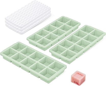 3-Pack Silicone Freezer Trays with Lid,2 Large 2-Cup(500ml)&4 Medium 1-Cup(250ml)&6 Small 1/2-Cup(125ml) Soup Freezer Container Molds,Ice Cube Tray For Meal Prep&Freezing Soup,Stews,Sauces