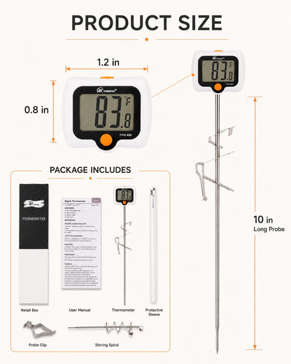 Oven Thermometer 2.75-Inch Dual Scale, 50-300°C/100-600°F, NSF 2‑Pack