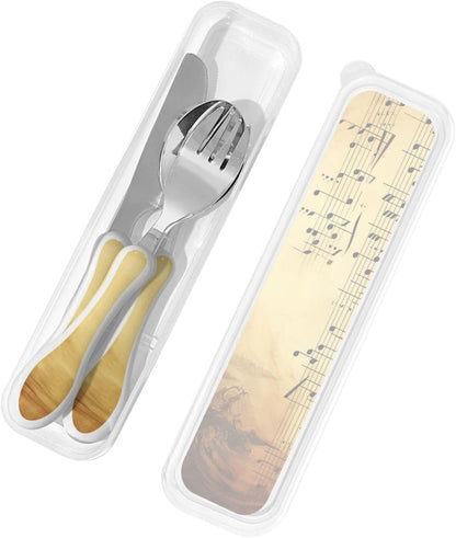 3-Piece Kids Silverware Set With Storage Case, Stainless Steel Reusable Children Safe Knife Spoon Fork Set Samurai Children Flatware Set For Kids Lunch Box