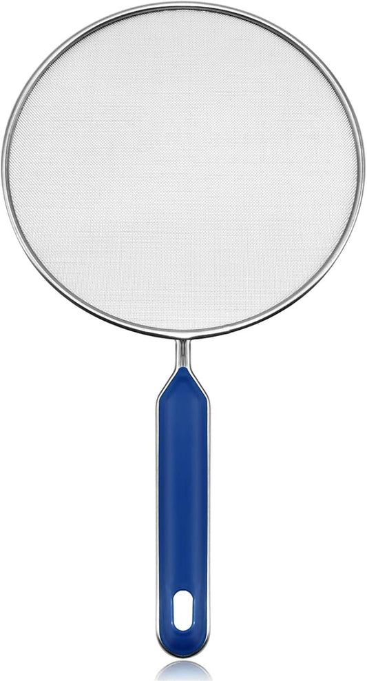 Splatter Screen for Frying Pan 8 Inch Stainless Steel Grease Splatter Guard with Long Comfortable Grip Handle Fine Mesh Prevents for Sizzling Bacon, Cooking Fried Chicken or Popcorn