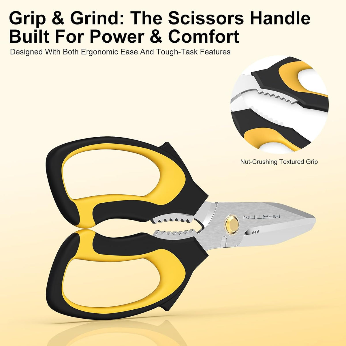 8“ Sharp Heavy Duty Kitchen Scissors, Multi Purpose Kitchen Shears for Food