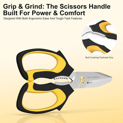 8“ Sharp Heavy Duty Kitchen Scissors, Multi Purpose Kitchen Shears for Food
