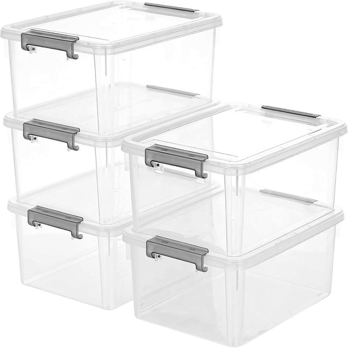 Citylife 6Packs 7.8Qt Plastic Storage Bins with Lids, Clear Organizer | Stackable totes Containers for Craft Supplies, Documents,Garage,Toys,Office and Classroom