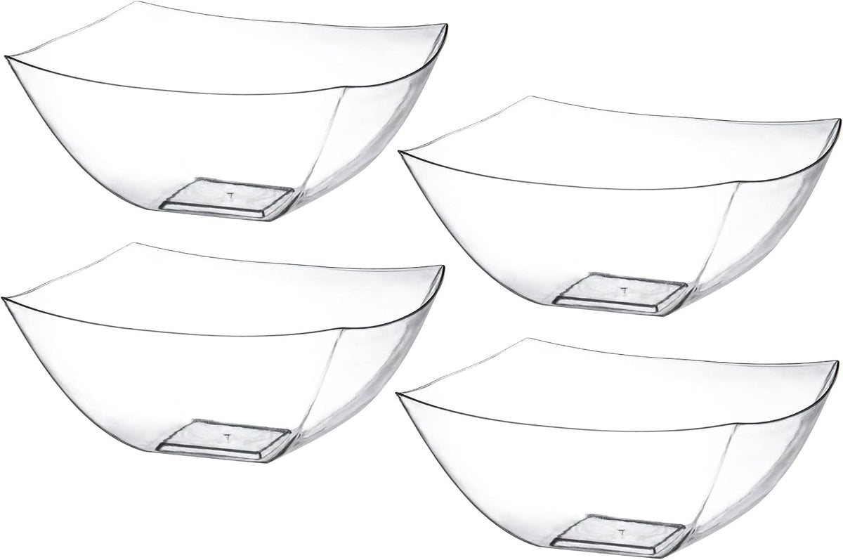 4 Pack Disposable White Plastic Serving Bowls Square Party Candy Use 16oz