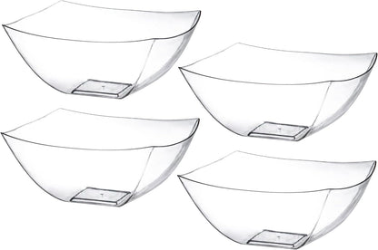 4 Pack Disposable White Plastic Serving Bowls Square Party Candy Use 16oz