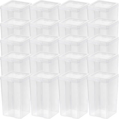 IRIS USA Vertical Storage Bins with Lids |Made in USA| Flip Top Containers for Organizing Pantry, Office, Craft, and Study Supplies - Small (10-Pack)