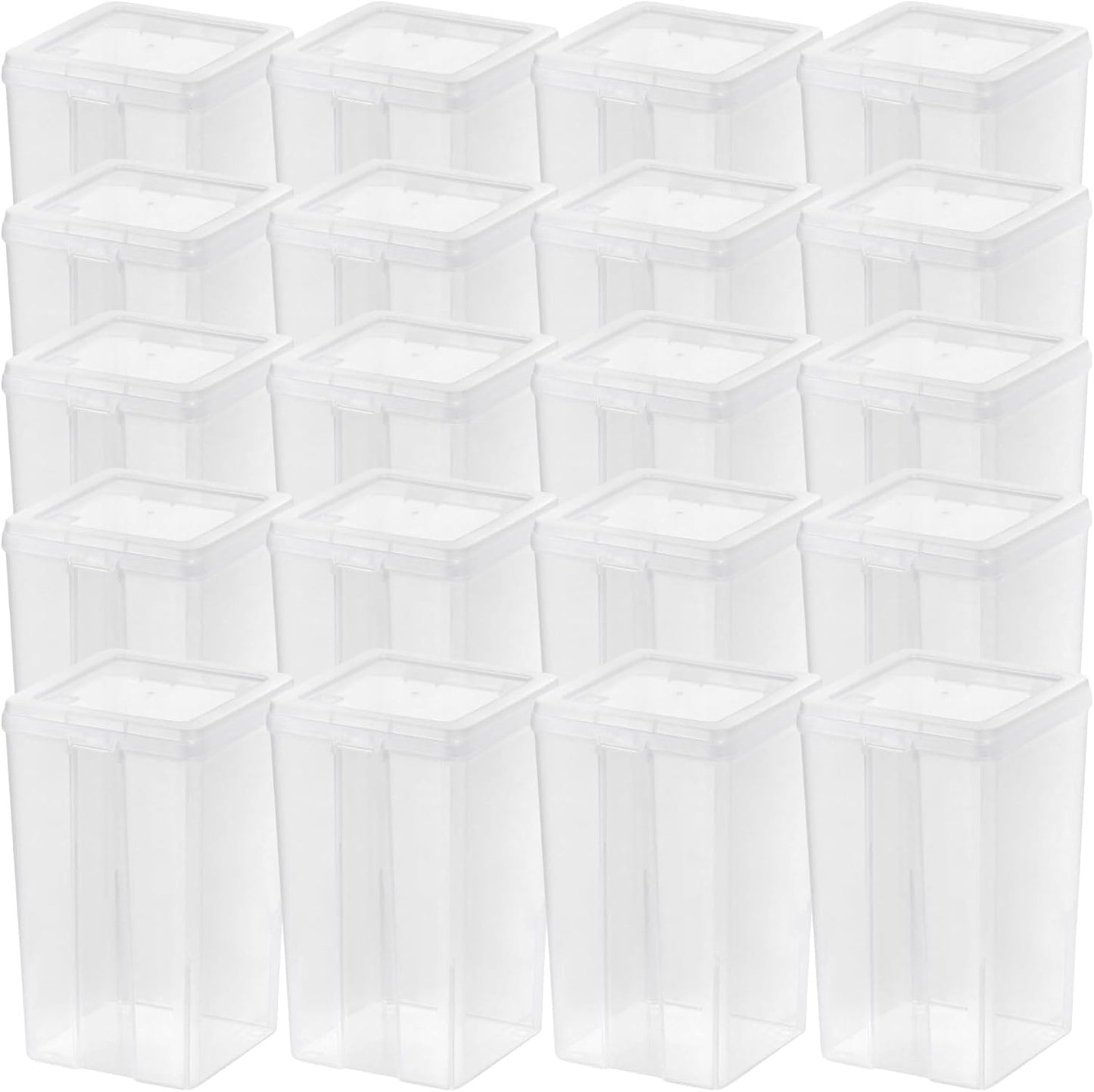IRIS USA Vertical Storage Bins with Lids |Made in USA| Flip Top Containers for Organizing Pantry, Office, Craft, and Study Supplies - Small (10-Pack)