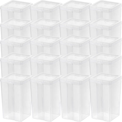 IRIS USA Vertical Storage Bins with Lids |Made in USA| Flip Top Containers for Organizing Pantry, Office, Craft, and Study Supplies - Small (10-Pack)