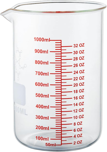 Ackers Mini Glass Measuring Beaker Set, Borosilicate, 2oz 4oz 8oz Measuring Cups
