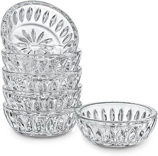 Set of 6 Mini Glass Bowls, 2 OZ Round Prep Bowl, Small Dipping Bowls