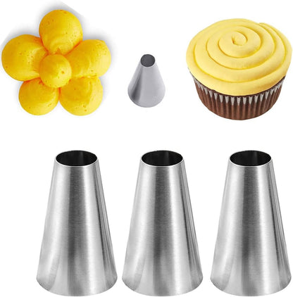4B Piping Tip Set, Open Star Frosting Tips for Cake Decorating, 3 Pcs
