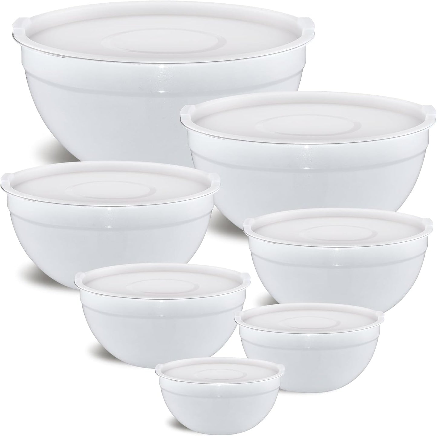 Pink Mixing Bowls with Airtight Lids, Stainless Steel Nesting Mixing Bowls Set of 7, Ideal for Baking, Prepping and Serving Food, Size 7, 3.6, 2.7, 2.1, 1.5, 1.1,0.8 QT, Stackable Design