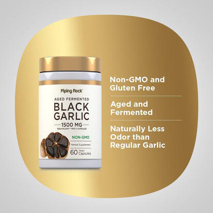 Piping Rock Black Garlic Supplement | 60 Capsules | Aged and Fermented