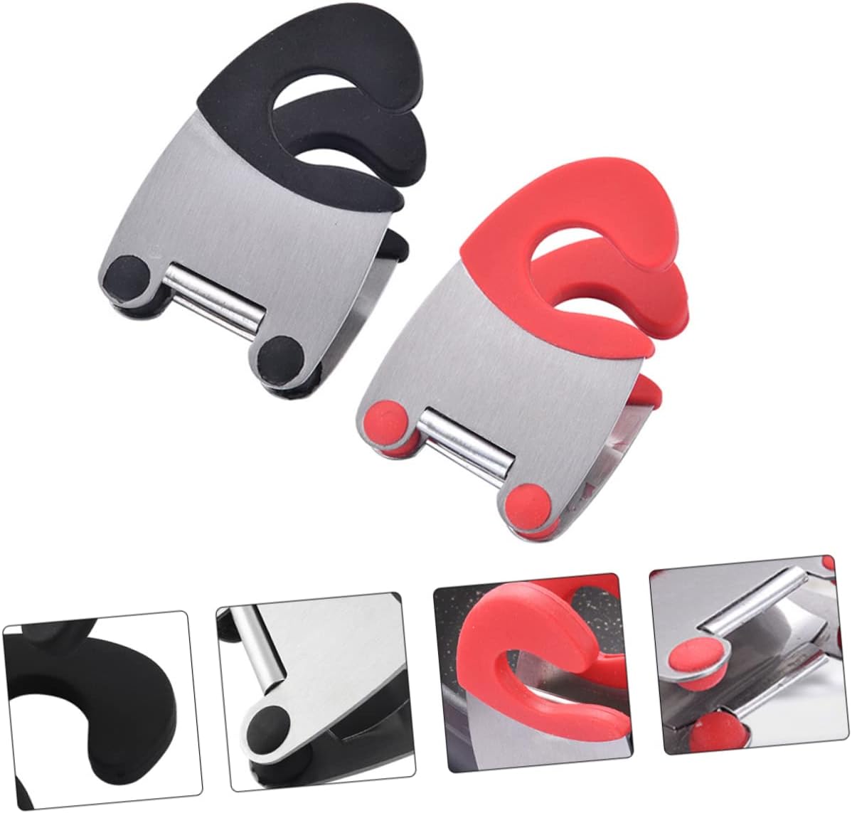 4pcs Stainless Steel Pot Side Clips Spoon Holder Anti-scalding