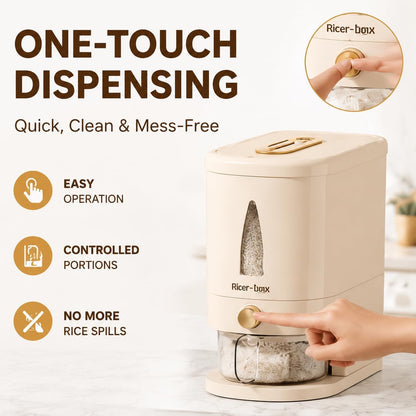 Airtight Rice Dispenser, 11lbs/22lbs Dry Food Storage Container with One-Touch Dispensing, Moisture-Proof Grain Bin with Measuring Cup for Kitchen, Countertop Organization