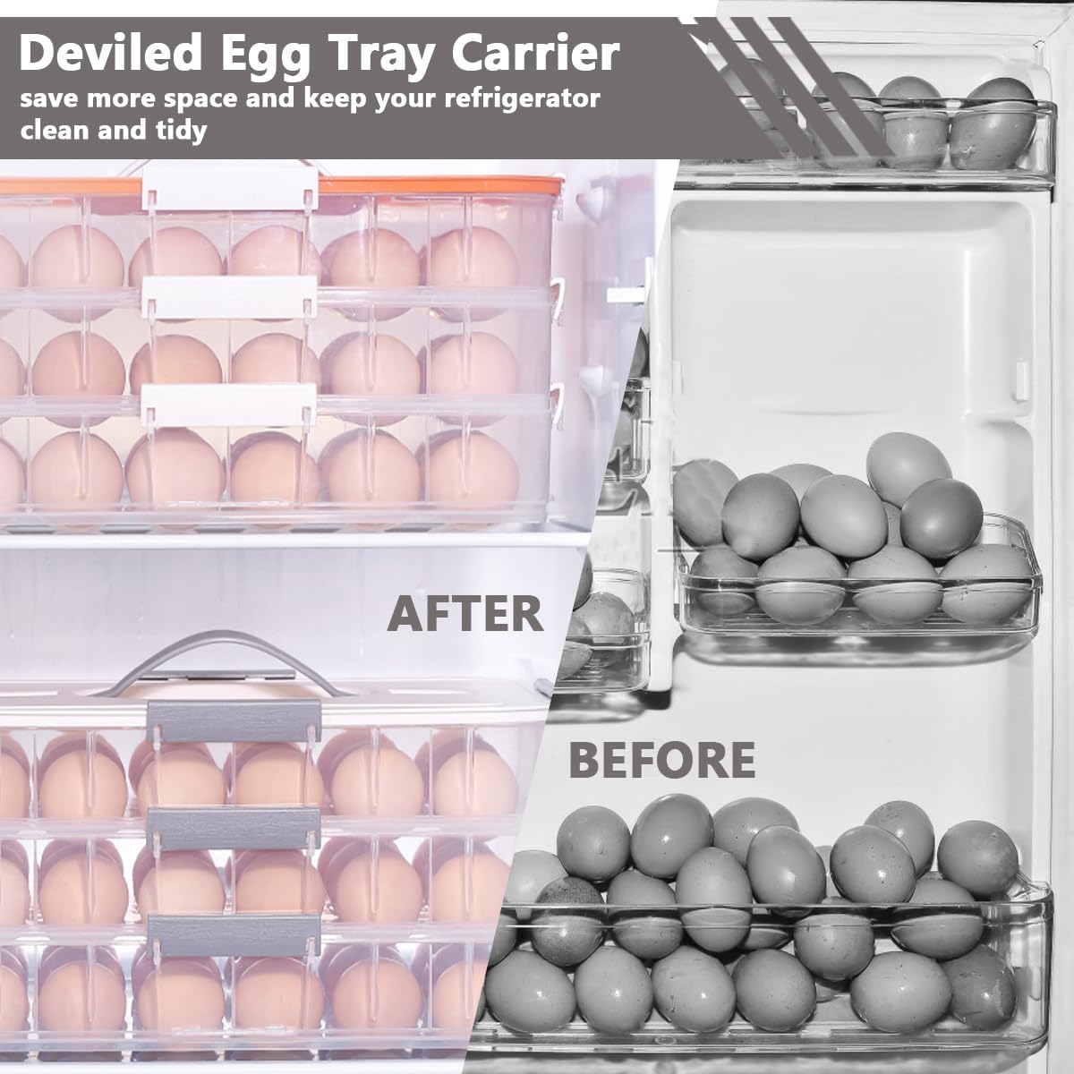 2 Layer Deviled Egg Containers with Lid, 36 Slots Deviled Egg Tray Carrier