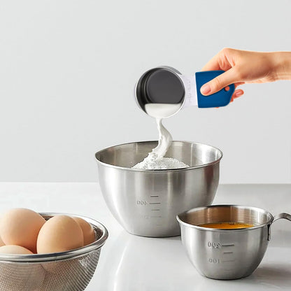 EDELIN Magnetic Measuring Cups and Spoons Set, Stainless Steel 7 cup and 7 spoon with 1 Leveler, 18/8 304 stainless steel (Black 15 sets)