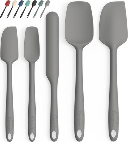 Coukre Silicone Spatula Set of 5,High Temperature Resistant, Food Grade Silicone, Dishwasher Safe, for Baking, Cooking (Pure Colorful A)