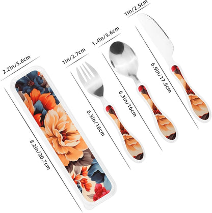 3-Piece Kids Silverware Set With Storage Case, Stainless Steel Reusable Children Safe Knife Spoon Fork Set Fashion Striped Children Flatware Set For Kids Lunch Box