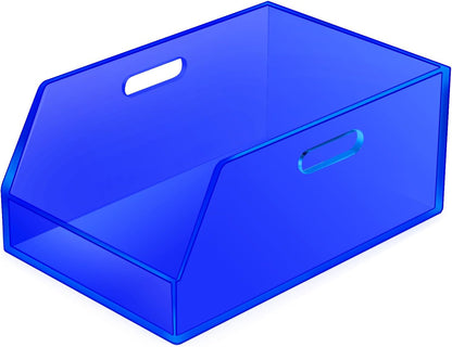 Gelite Stackable Storage Bins Open Front Clear Organizer Bins with Handles Acrylic Storage Container for Pantry Kitchen Cabinet Bathroom Closet Office Organization, 11.4x7.5x5.1''