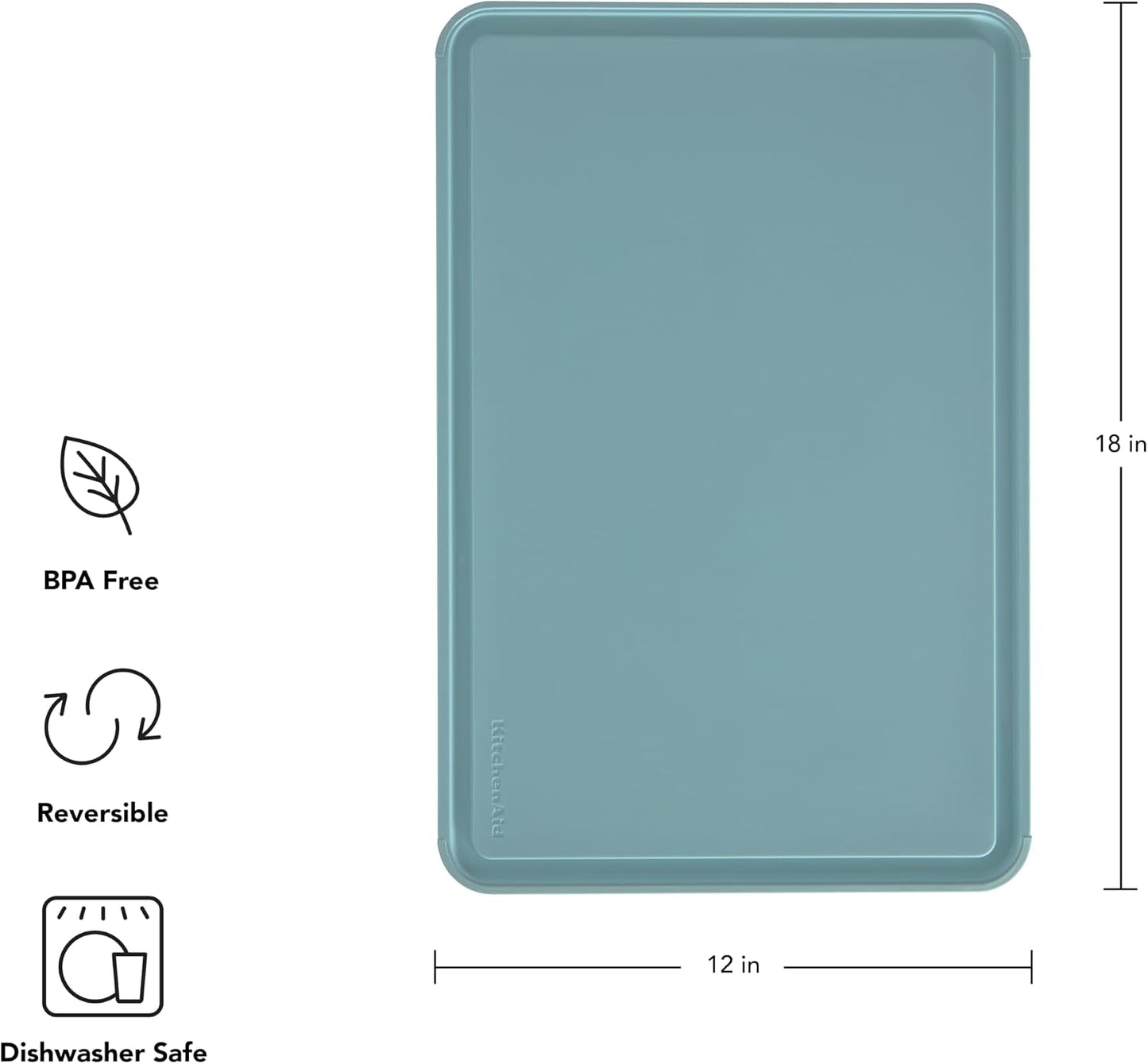 KitchenAid Classic Plastic Cutting Board with Perimeter Trench and Non Slip Edges, Dishwasher Safe, 12 inch x 18 inch, Gray